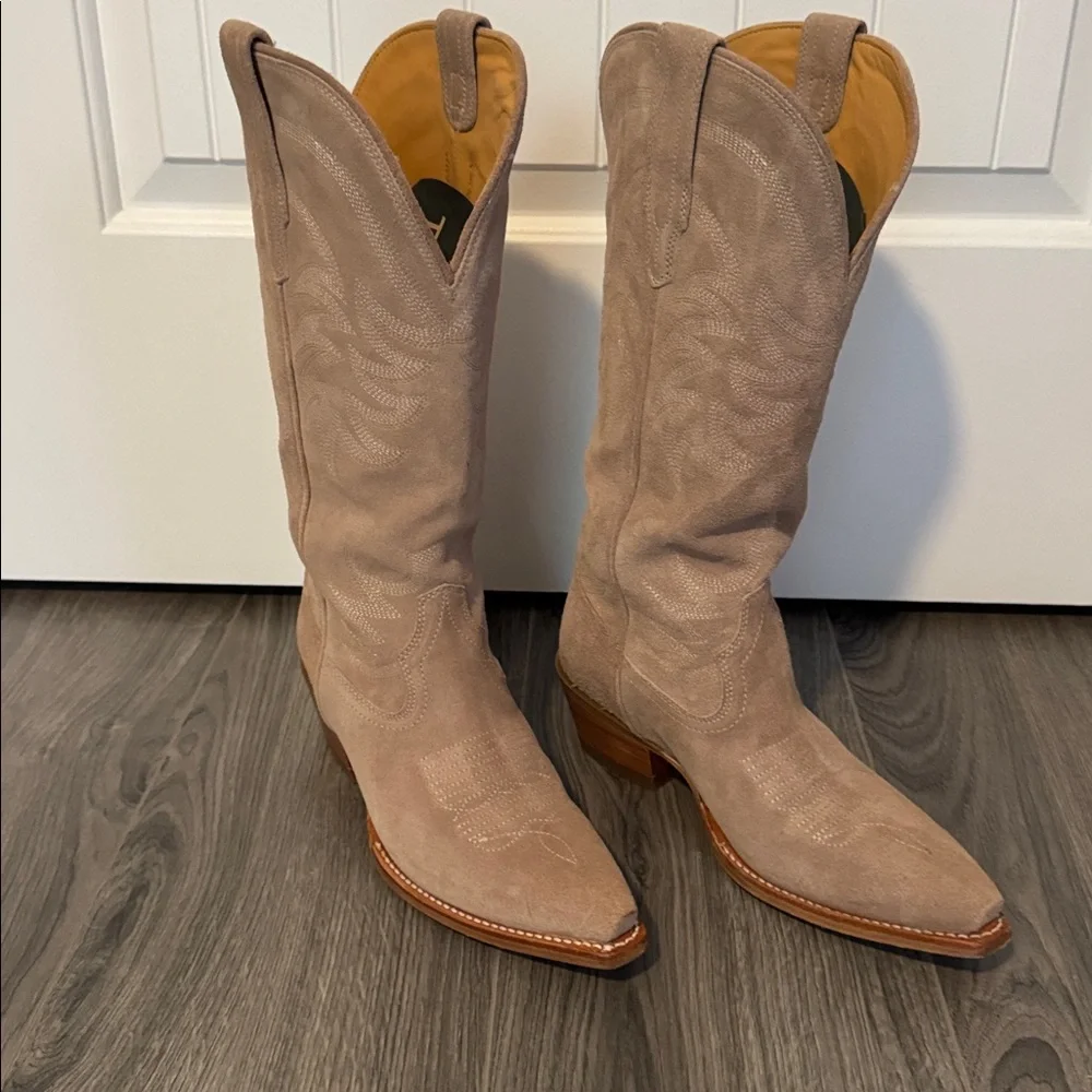 Tecovas Suede Tan Western Heeled Boots - Picture 3 of 7